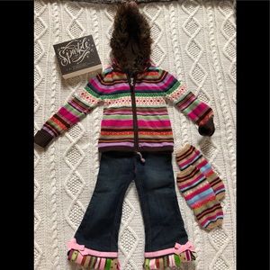 EUC-custom boutique ribbon jeans with matching top